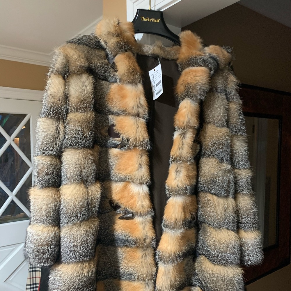 NWT REAL Grey Fox Toggle Hooded Mid Length Jacket